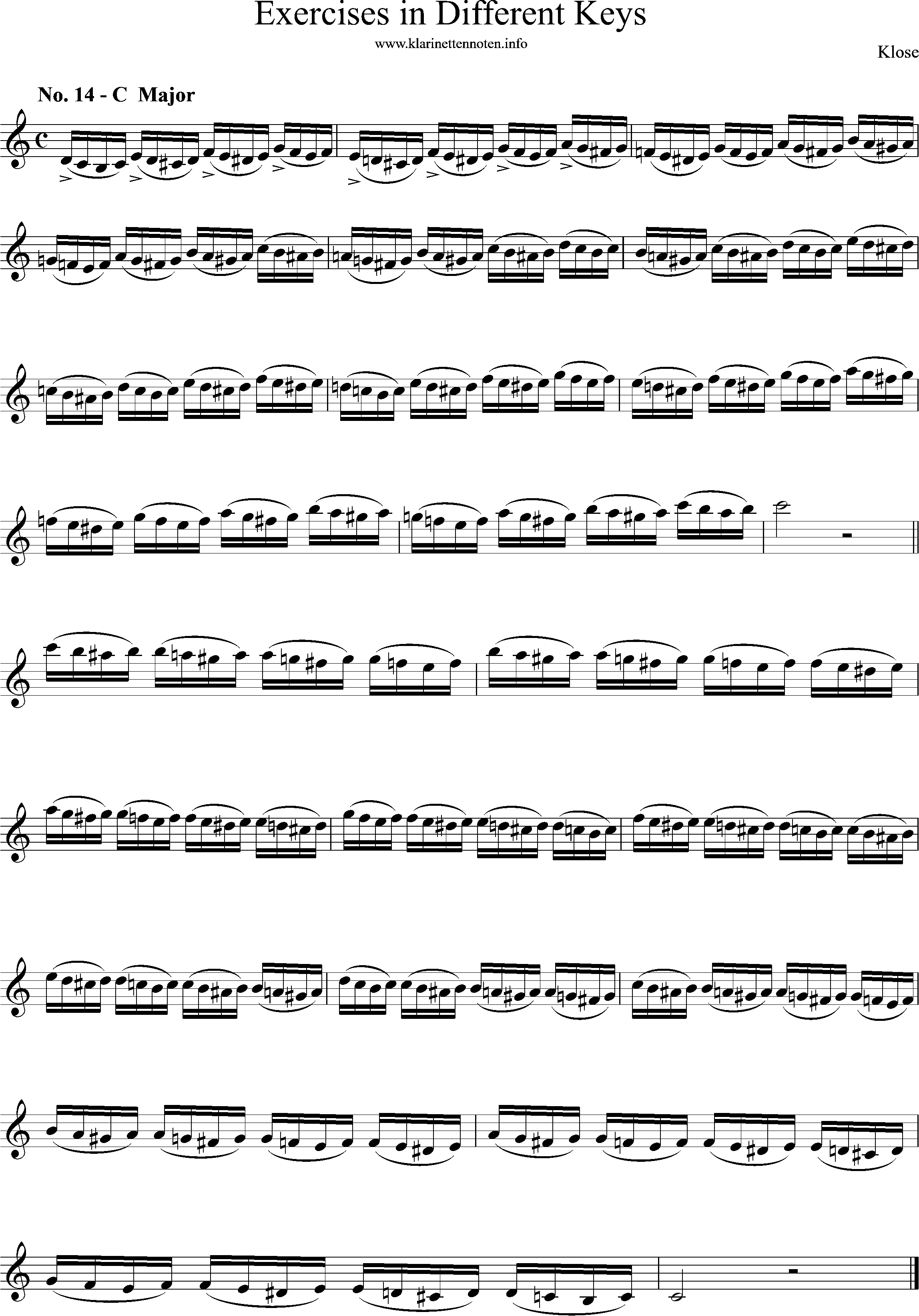 Exercises in Differewnt Keys, klose, No-14, C-Major